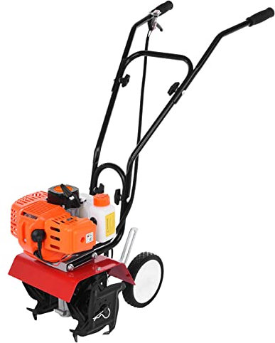 Makamsui Motozappa da giardino, coltivatore a benzina a 2 tempi, 9000 giri/min, serbatoio del carburante da 1,2 l, profondità di lavoro 20,1 cm, larghezza di fresatura 3 HP/1,65 kW 52 cc, mini fresa