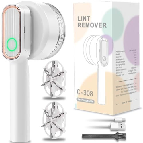 Quitapelusas, afeitadora de Telas, quitapelusas eléctrica para Ropa, afeitadora de suéteres con Carga USB y 2 Cabezales de Repuesto para Ropa