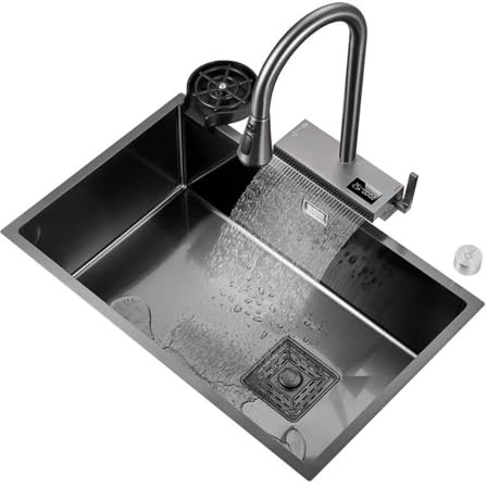 Lavello cucina, Acciaio Inox Lavandino Cucina, lavandino cucina multifunzione, Lavello da cucina in acciaio, lavello da incasso, Lavabo Cucina Acciaio Inox da Appoggio(60 * 43cm/23.6 * 16.9in)