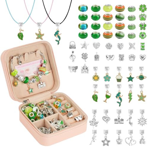 AUAUY Geschenke für Mädchen, Armbänder Selber Machen Bastelset Kinder ab 6 Jahre, Adventskalender Füllung Weihnachtsgeschenke für Kinder Nikolaus Geschenk Mädchen 4 5 6 7 8 9 10 11 12 Jahre-Grün