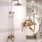 Bath Taps with Shower Attachment,Antique Shower Fixture Antique Brass Shower System Bathroom Shower Faucet Set,8 Inch Rainfall Shower Head Wall Mounted Shower System