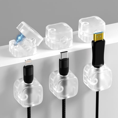 6 Piezas Clips de Cable Magnético, Sujeta Cables Organizador Cables Magnético, Cable Holder con Adhesivo Autoadhesivo, Organizador de Cables Escritorio para Cables de Carga, Mesitas de Noche