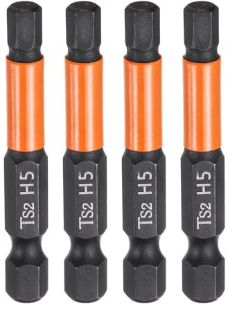 sourcing map 4pcs H5 Hex Head Drill Bit Wrench 5mm Metric Flat Tip 1/4 Hex Shank 50mm (2) Long Magnetic Black Phosphate Hexagonal Screw Driver Socket Industrial Screwdriver Power Bits