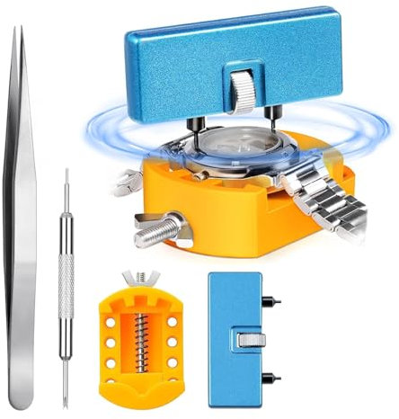 Einaus Uhrenwerkzeuge Batteriewechsel Set, Uhr Batteriewechsel Werkzeug Gehäuseöffner Uhrenwerkzeug Halterung Pinzette Uhrmacher Reparatur (Modell 1)