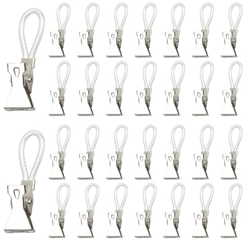 ZSUIQIN 30 Stück Handtuchklammer, für Haushalt, Küche und Bad | Metall, Robust Und Langlebig, Bruchsicher, Gezacktes Design, 50 x 14 mm, Geeignet für Handtücher, Mützen, Socken (Weiß)
