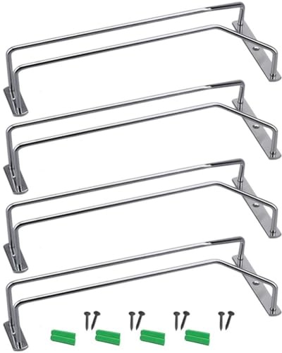 Tsffae Portabicchieri Vino Sospeso, 4 Pezzi, in Acciaio Inox, Portabicchieri Sottopensile, Portabicchieri Vino per Mobile, Cucina, Bar