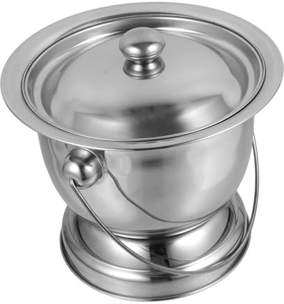 Edelstahl Nachttopf Silber mit Deckel für Senioren und Schwangere | Zuhause und Reisen, Verdickte Ausführung, Abgedeckt und Verschlossen, Leicht zu Reinigen