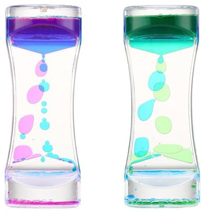 Yuannee Bewegung Timer Sensory Sanduhr,2 PCS Sanduhr Flüssig Bunte Liquid Motion Bubbler Liquid Motion Bubble Timer Sensorisches Spielzeug für Autismus Sensorische Bedürfnisse ADHS Stressabbau