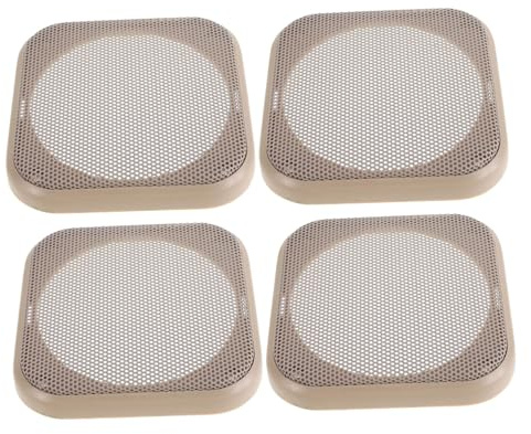 DIYEAH 4pcs Square Speaker Grill Covers Beige Car Subwoofer Mesh Protective Case Dustproof Audio Speaker Grill Protector for Automotive Stereo Easy Install Decorative Frame