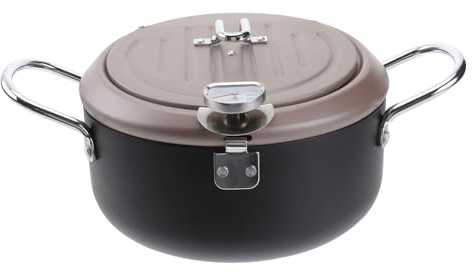 OFFSCH Japanese Style Deep Fryer Pot with Thermometer Oil Filter Holder and Cover Beak Pour Spout Compatible with Gas and Electric Stoves for Tempura Fried Chicken and Home Cooking