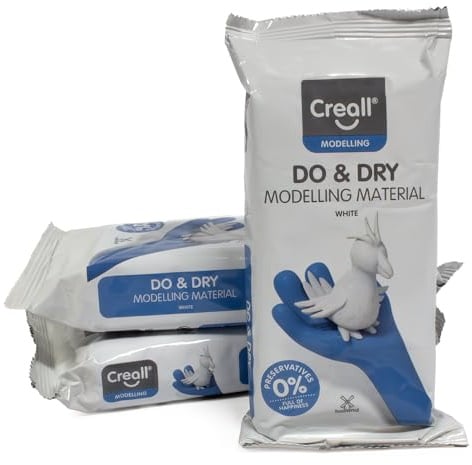 Creall Do & Dry Lufttrocknende Modelliermasse, Weiß, 3 x 500g | Ton ohne Brennofen | Gebrauchsfertig & weich | Kinder Basteln Schule Hobby DIY & kreative Projekte
