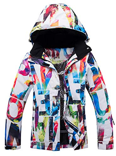 Generisch Professionelle Damen Ski Snowboard Jacke Wintermantel mit Wasserdichter Winddichter Technologie für Extreme Kälte (White, M)