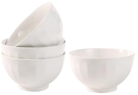 Tanggaogao 4-Piece Deep Ceramic Bowls Set Soup Cereal & Oatmeal Bowl Large Capacity 810ml White for Cereal Noodles Salad Fruit Microwave & Dishwasher Safe Durable & Stylish Tableware