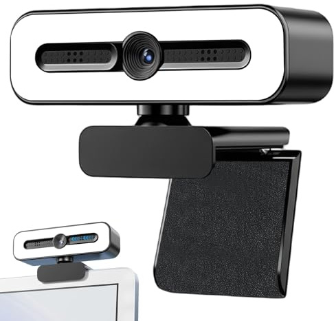 Webcam USB VEGOATY 1080P: webcam Full HD grandangolare da 90° con microfono per videochiamate e registrazioni, conferenze web, può ruotare la telecamera USB di 360°