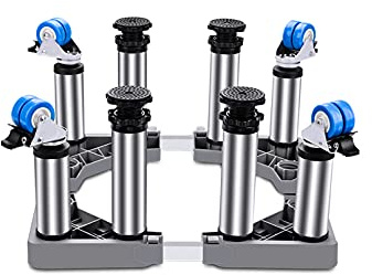 WIQUYBML Base réglable pour Machine à Laver 41-65 cm Grand Support Mobile en Bois pour sèche-Linge, réfrigérateur et tonneau avec 4 Pieds 20 Roues Stabilité Robuste.