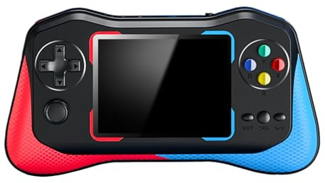 Brrnoo Console de Jeu Portable, 500 Jeux Classiques, écran HD 3,5 Pouces, Rétro, Cadeau pour Enfants et Adultes, Mini Jouet électronique (Rouge avec Bleu)