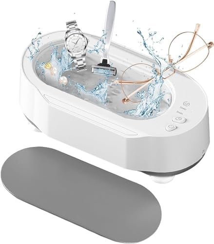Ultraschall-Schmuckreiniger, 45kHz Professionelle Ultraschall-Reinigungsmaschine mit Timer und Steuerung, Ultraschallreiniger für alle Schmuckstücke, Silber, Zahnersatz, Gold, Brille, Retainer