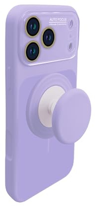 XZC Case for iPhone 16, Compatible with MagSafe, Full Camera Protection, Pop-Socket Stand, Military Grade Shockproof, Dual-Tone Design (Lilac, iPhone 16)