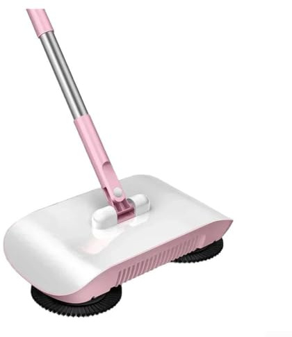 Robot aspirapolvere a spinta manuale con scopa e mocio, manuale leggero per la pulizia del pavimento per la cucina per la pulizia dei detriti dei peli di animali domestici, rosa (B)