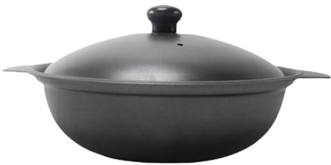 ABOOFAN Olla de Cocina de Hierro Fundido Doble Asa, Ahorro de Gas y Seguridad para Preparar Guisos y Arroz Hogar