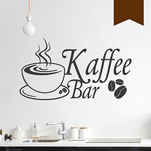 WANDKINGS Wandtattoo - Kaffee Bar mit Kaffeebohnen und Tasse - 75 x 42 cm - Braun - Wähle aus 5 Größen & 35 Farben