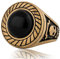 Akitsune Mortis Ring | Ornament Design-Ring Frauen Herren Edelstahl Groß Kreuzfahrer Siegel - Matt-Gold - US 11