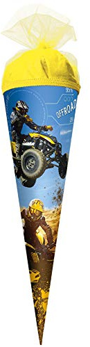 ROTH Geschenk-Schultüte klein Quad 50 cm - rund Tüllverschluss - Zuckertüte Schulanfang
