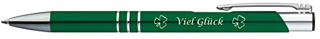 Kugelschreiber mit Gravur Viel Glück / aus Metall / Farbe: grün