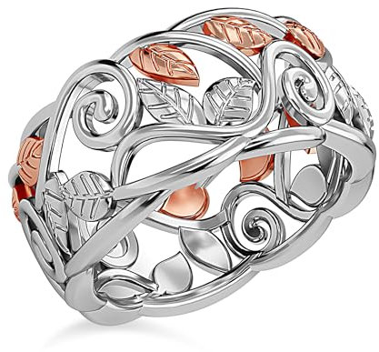 TJC Band Ring for Women in Rose Gold and Platinum Plated 925 Sterling Silver Size N with High Gloss Metal Wt. 4.5 Grams