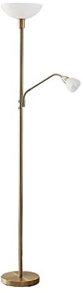 Lindby Lampadaire Jost en Doré Métal e. a. pour Salon & Salle à manger (à 2 lampes, E27), lampe sur pied, de salon lampadaire éclairage indirect,