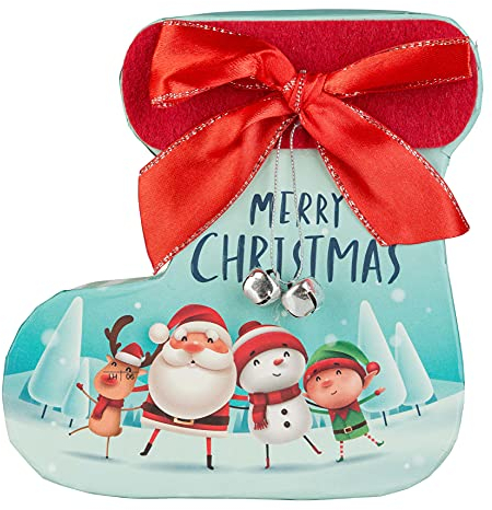 Idena 30161 - Geschenkbox Stiefel Merry Christmas, Größe ca. 12,8 x 13,5 x 5,2 cm, Kindermotiv, Weihnachten, Weihnachtsmann, Bescherung, Geschenkverpackung, Geschenke