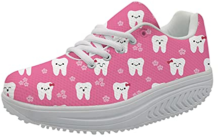 Showudesigns Zahnarzthelferin Schuhe Turnschuhe Damen Laufen Walking Sneakers Mesh Outdoorschuhe Leichte Wohnungen für Sports Jogging Wandern Schnürschuhe 38 Rosa