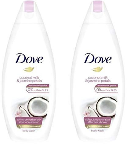 Dove Gel douche pour le corps Lait de noix de coco et pétales de jasmin 225 ml (lot de 2)