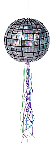 Boland 30948 - Pull Pinata Discokugel, Durchmesser 30 cm, 20 Ziehbänder, zum Befüllen, Partyspiel, Kindergeburtstag, Geburtstagsspiele, Geschenk, Geschenkidee, Überraschung