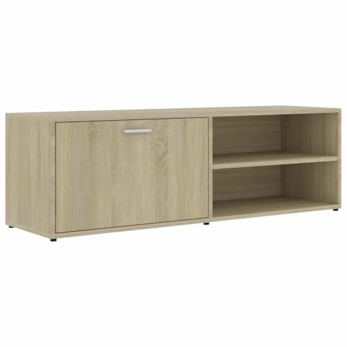 vidaXL TV Schrank mit 1 Tür 2 Fächern TV Möbel Lowboard Fernsehtisch Fernsehschrank Sideboard HiFi-Schrank Sonoma-Eiche 120x34x37cm Holzwerkstoff