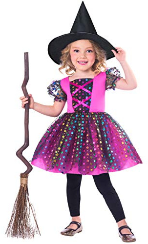 Amscan 9907419 Childs Rainbow Witch Costume (Age 5-6 Years), Unisex Children, Pink