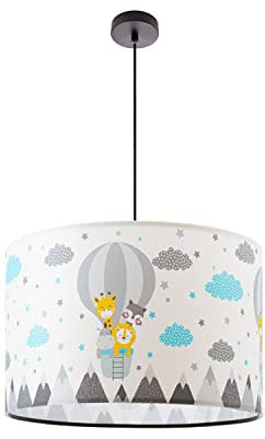 Paco Home Hängelampe Kinderzimmer Deckenlampe Pendelleuchte Babyzimmer Pendellampe Versch. Motive Jungen Mädchen E27, Farbe:Design 6 (Ø45,5 cm), Leuchtenart___Farbe:Pendelleuchte - Schwarz