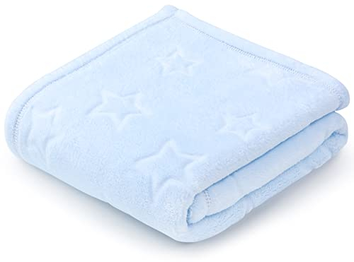 Pepi - Kuscheldecke 70x100 cm - Baby Blanket - Babydecke Flauschig - Baby Decke Neugeborenen - Fleecedecke Kinder für Jede Jahreszeit - Schmusedecke Baby mit Sterne - Blau