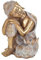 Deko Zen und Meditation: Buddha Kopf auf Knie, Kanchana und goldene Lotusblüten, Höhe 24 cm