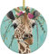 Giraffe mit Blumen Weihnachtsbaum Keramik Hängende Weihnachtsschmuck Rund Anhänger Christbaumschmuck