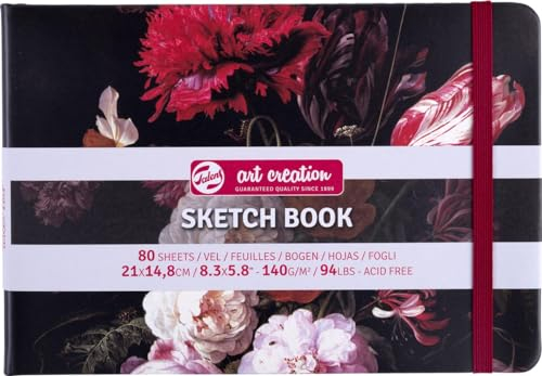 Talens Art Creation- Skizzenbuch Stillleben Blumen Glasvase- 21x14,8 cm- 140 g/m²- 80 Blatt- Ideal für Bleistift Pastell Acryl Gouache
