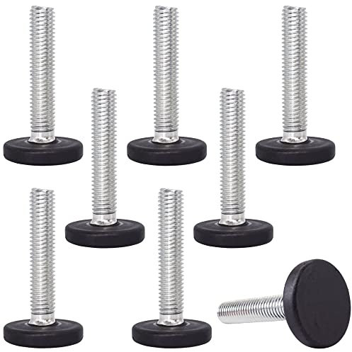SKIR'CO Lot de 8 pieds de nivellement pour meubles M10 x 50 mm - Pieds ronds en métal réglables - Tige filetée M10 - Pied de nivellement coulissant