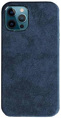 SERDAS Für Apple iPhone 12 und iPhone 12 Pro 6,1 Zoll Handyabdeckung, vollständig umwickelte Alcantara Handyhülle [Bildschirm- und Kameraschutz] (Farbe: Blau)