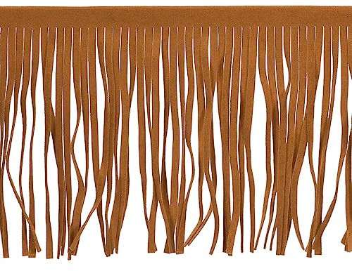 QUARKZMAN 1 Yard 6 PU Leder Fringe Trimmen Doppelseitig Leder Nähen Quaste Fringe für Basteln Nähen Kleid Kunsthandwerk Rock Dekoration Braun