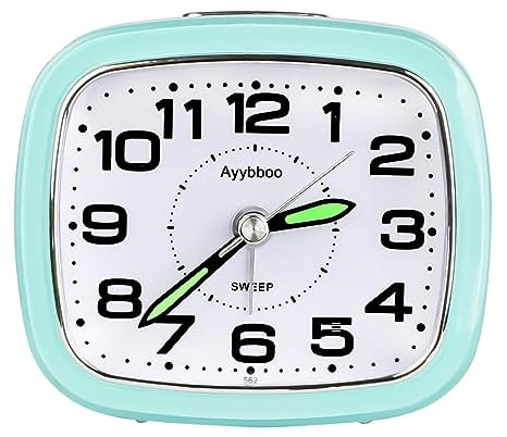 Ayybboo Wecker Analog Ohne Ticken mit Snooze Nachtlicht Lautlos Ziffernblatt Quarzwecker,Lernwecker Wecker Schlafzimmer (Grün)