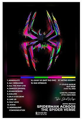 TONFON Spider-Man Across The Spider-Verse 2023 Amerikanischer Animierter Superhelden-Filmposter auf Leinwand, Schlafzimmer, Dekoration, Sport, Landschaft, Büro, Raumdekoration, Geschenk, ungerahmt, 30