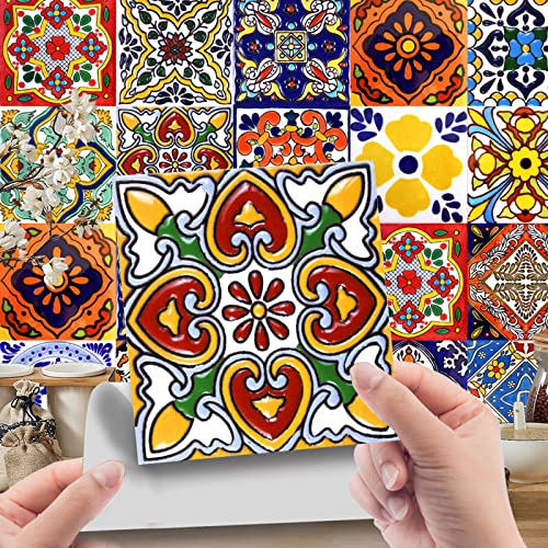 Fliesenaufkleber, Vintage Wandfliese für Küchenspiegel und Badfliesen, 24 Stück PVC Fliesensticker Fliesen Selbstklebende Tapete Wasserdicht Wandaufkleber (20x20cm, Stil 1)
