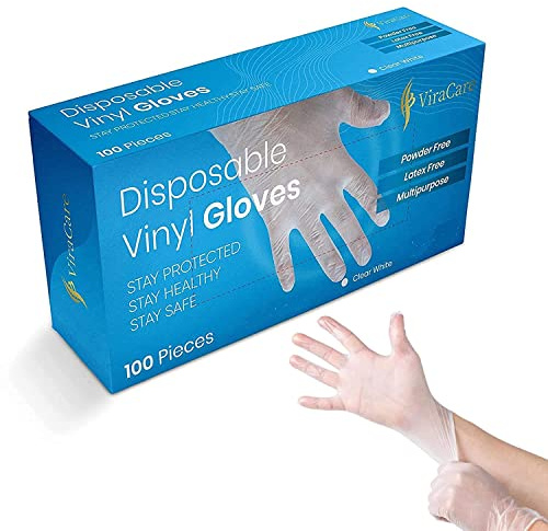 500 x Disposable Gloves | Vinyl Gloves Disposable | Latex free gloves | Powder Free Gloves | Strong And Non-Sterile | (Large, 5 Packs of 100)