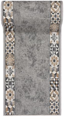 Mazovia Läufer Flur 100x800cm Anthrazit Grau Klassisch 90er-Retro Weich | Teppichläufer für Küche Waschküche Schlafzimmer Rutschfest Wetterfest Pflegeleicht Gummiunterseite Kurzflor Verkauf pro Meter