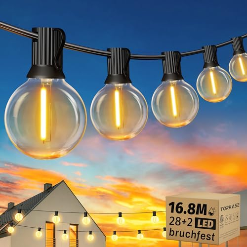 Guirlande Lumineuse Guinguette Exterieur 16.8M - G40 55FT 28+2 LED Ampoules de Guirlandes Jardin Lumiere Exterieure Connectable IP54 Imperméable Guirlande Lumières Extérieur Terrasse Pergola Balcon
